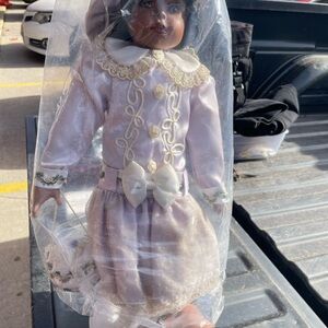 Pink and White Victorian Doll with Lace Details